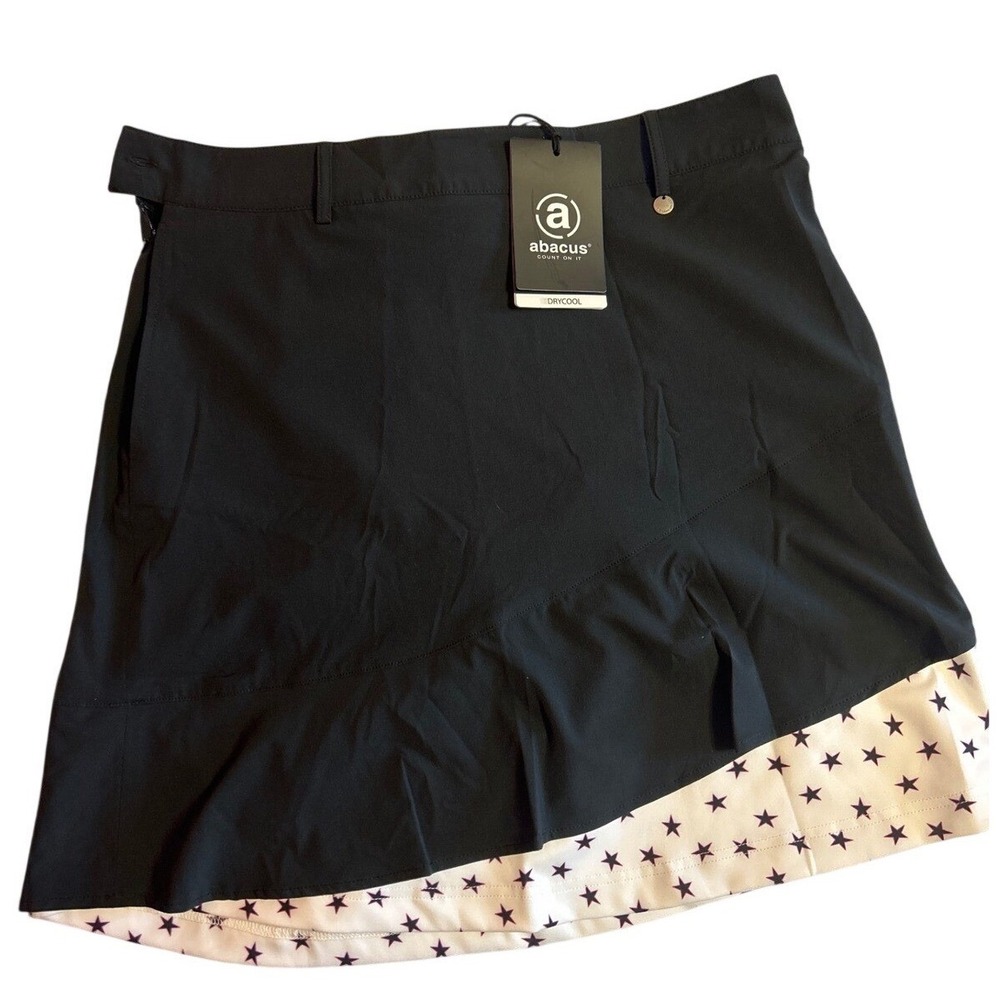 NWT Abacus Talma Golf Skort Black Star Print Drycool Performance Skirt Size 36 6